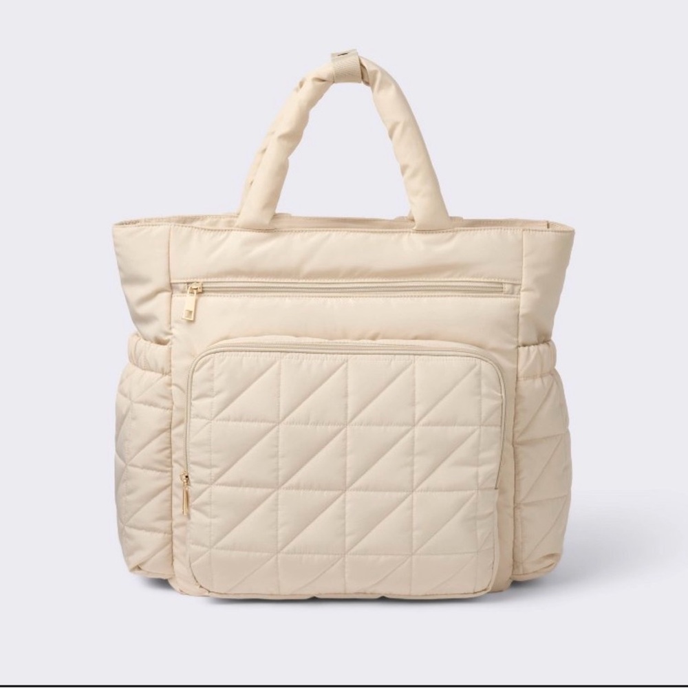 Cloud Island Cream Quilted Baby Bag